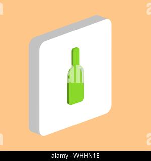Alcohol Bottle Simple vector icon. Illustration symbol design template for web mobile UI element. Perfect color isometric pictogram on 3d white square Stock Vector