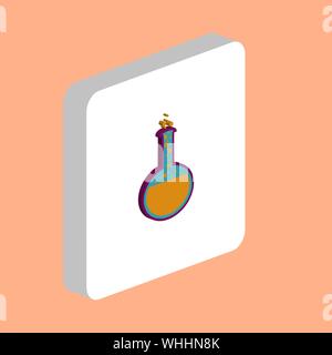 Chemistry Flask Simple vector icon. Illustration symbol design template for web mobile UI element. Perfect color isometric pictogram on 3d white squar Stock Vector