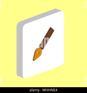 Ink Pen Simple vector icon. Illustration symbol design template for web mobile UI element. Perfect color isometric pictogram on 3d white square. Ink P Stock Vector