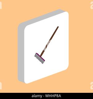 Garden Rake Simple vector icon. Illustration symbol design template for web mobile UI element. Perfect color isometric pictogram on 3d white square. G Stock Vector