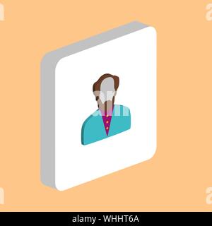 Old Bald Man Avatar Simple vector icon. Illustration symbol design template for web mobile UI element. Perfect color isometric pictogram on 3d white s Stock Vector