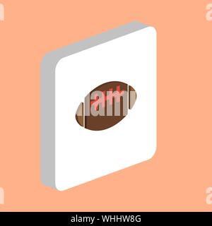 Rugby Ball Simple vector icon. Illustration symbol design template for web mobile UI element. Perfect color isometric pictogram on 3d white square. Ru Stock Vector