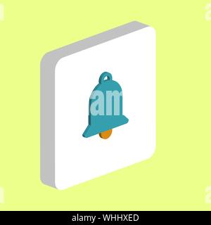 School Bell Simple vector icon. Illustration symbol design template for web mobile UI element. Perfect color isometric pictogram on 3d white square. S Stock Vector