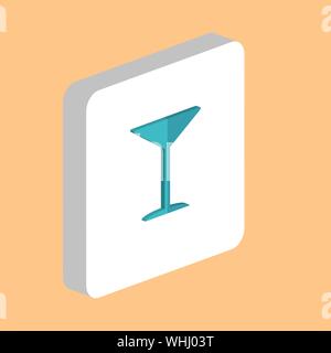 Cocktail Glass Simple vector icon. Illustration symbol design template for web mobile UI element. Perfect color isometric pictogram on 3d white square Stock Vector