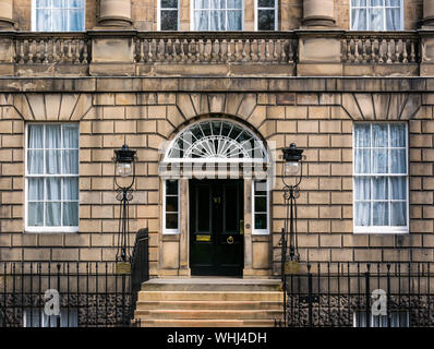 First Minister's residence, Georgian Bute House entrance by Robert Adam, Charlotte Square, Edinburgh, Scotland, UK Stock Photo