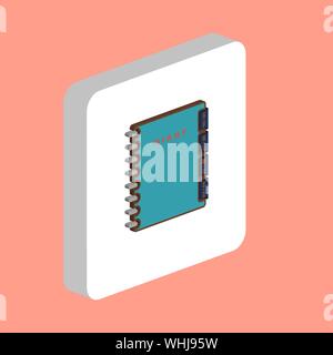 Notebook, Diary Simple vector icon. Illustration symbol design template for web mobile UI element. Perfect color isometric pictogram on 3d white squar Stock Vector