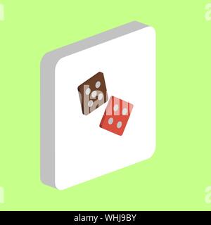 Game Dice Simple vector icon. Illustration symbol design template for web mobile UI element. Perfect color isometric pictogram on 3d white square. Gam Stock Vector