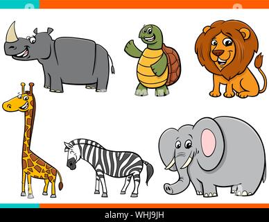 Cartoon Illustration of Wild Animals Funny Characters Set Stock Vector