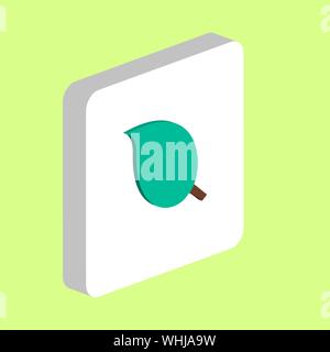 Leaf Simple vector icon. Illustration symbol design template for web mobile UI element. Perfect color isometric pictogram on 3d white square. Leaf ico Stock Vector