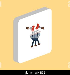 Grill Sausage, BBQ Simple vector icon. Illustration symbol design template for web mobile UI element. Perfect color isometric pictogram on 3d white sq Stock Vector