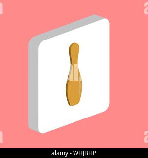 Bowling Pin Simple vector icon. Illustration symbol design template for web mobile UI element. Perfect color isometric pictogram on 3d white square. B Stock Vector