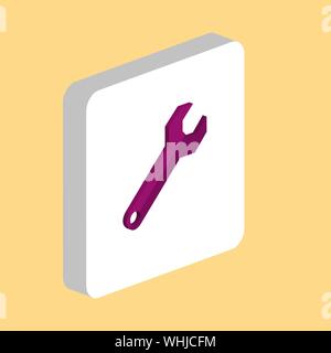 Repair Wrench Simple vector icon. Illustration symbol design template for web mobile UI element. Perfect color isometric pictogram on 3d white square. Stock Vector