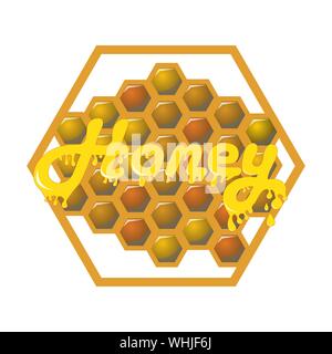 Honey. Honeycombs. The inscription runs Stock Vector