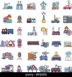Energy transfer icons set, cartoon style Stock Vector