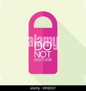 Pink dont disturb tag icon, flat style Stock Vector