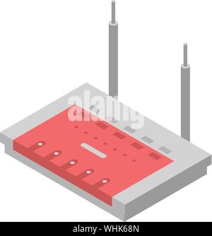 Red router icon, isometric style Stock Vector