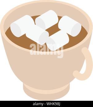 Cup cocoa marshmallow icon, isometric style Stock Vector