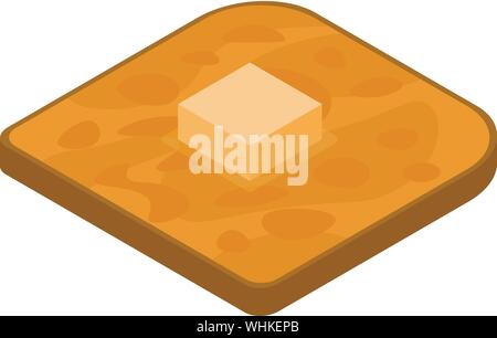 Toast butter icon, isometric style Stock Vector