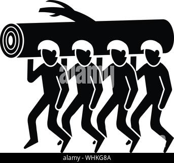 Group people take wood icon, simple style Stock Vector