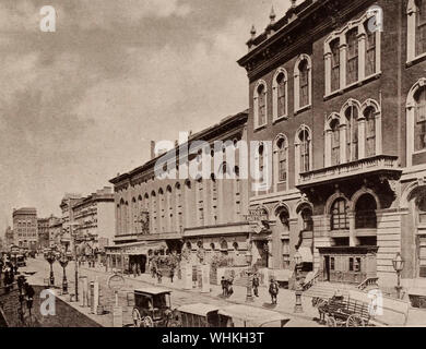 East Fourteenth Street, New York City, with the Academy of Music and Tammany Hall, circa 1891 Stock Photo