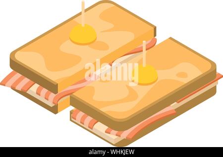 Cuted sandwich toast icon, isometric style Stock Vector