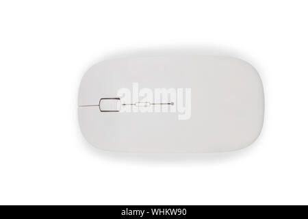 Close up wireless computer mouse modern design with blank screen isolated on white background with clipping path. Wireless mouse di cut with path simp Stock Photo