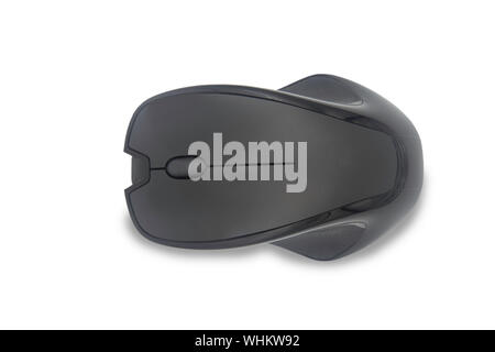 Close up wireless computer mouse modern design with blank screen isolated on white background with clipping path. Wireless mouse di cut with path simp Stock Photo
