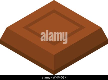Chocolate piece icon, isometric style Stock Vector
