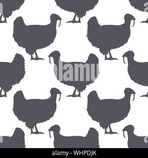 Turkey silhouette seamless pattern. Turkey meat. Background for food packaging or butcher shop design. Vector illustration. Stock Vector
