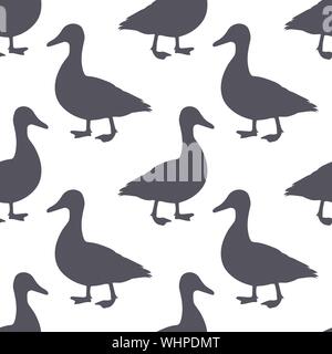 Duck silhouette seamless pattern. Duck meat. Background for food packaging or butcher shop design. Vector illustration. Stock Vector