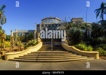 The Palm House Conservatory, a glasshouse built in 1875 and now surrounded by cacti and succulents  in Adelaide, SA, Australia Stock Photo