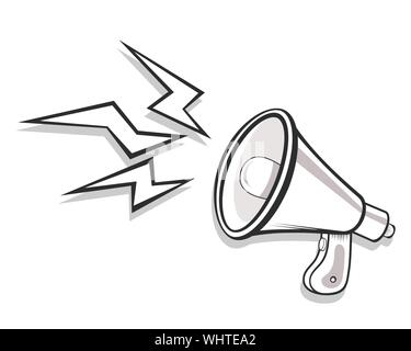 microphone with warning alert symbol icon over white background ...