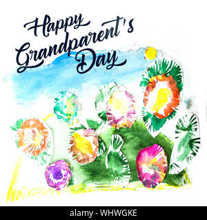 Cute flowers greeting card for happy grandparents day. Beautiful floral background. Stock Photo