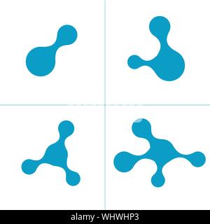 Abstract Fluid molecular structure logo template set. Technology science sign. Drop print. Stock Vector illustration isolated on white background Stock Vector