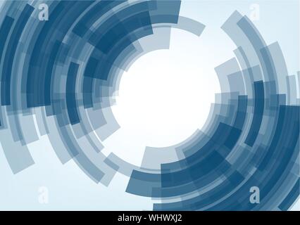 Abstract background with blue circle stripes. Concept new technology and dynamic motion. Stock Vector