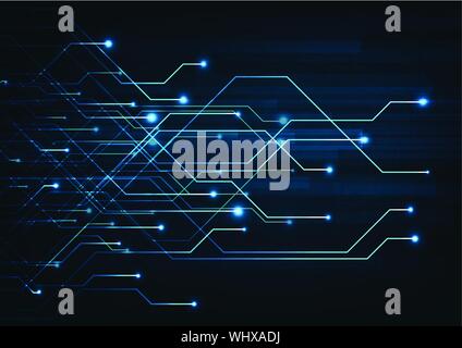 High speed. Hi-tech. Abstract technology background concept.Speed movement pattern and motion blur over dark blue background. Stock Vector