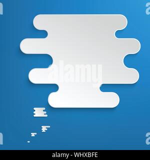 Abstract paper speech bubble in a shape of a cloud on blue background. Vector eps10 illustration Stock Vector