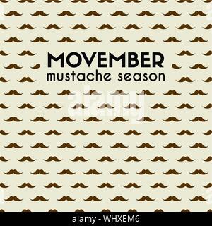 Movember. Mustache season. Vector greeting card with mustache pattern Stock Vector