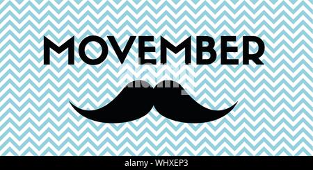 Movember. Vector banner with mustache and chevron pattern Stock Vector