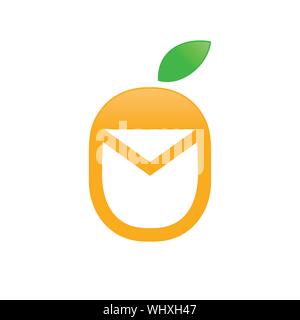 Fresh Fruit Mail Unique Vector Icon Symbol Graphic Logo Design Template Stock Vector