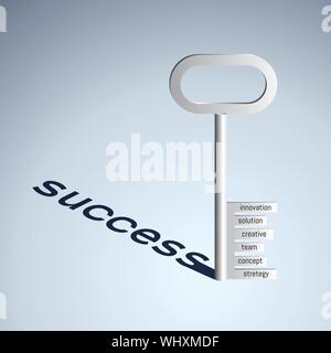 Key with words innovation,solution,creative,team,concept,strategy. business concept Stock Vector