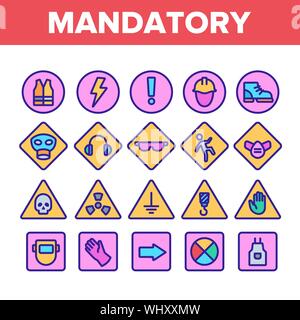 Color Mandatory Signs Marks Vector Icons Set Stock Vector