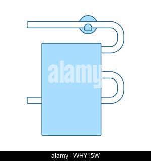 Heated Towel Rail Icon. Thin Line With Blue Fill Design. Vector Illustration. Stock Vector