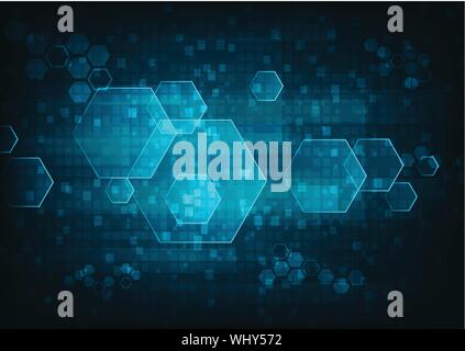Abstract technology illustration wiht hexagons Stock Vector