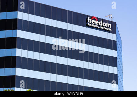 August 24, 2019 San Mateo / CA / USA - Freedom Financial Network headquarters in Silicon Valley; Freedom Financial Network is an online financial serv Stock Photo