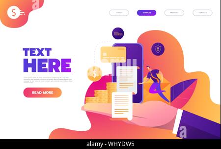 Business mobile application vector isometric illustrations Stock Vector