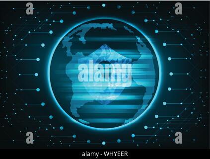 Protection global network security concept. Protect mechanism, system privacy. Vector illustration abstract background. Stock Vector