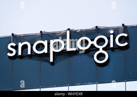 August 24, 2019 San Mateo / CA / USA -  SnapLogic sign at their headquarters in Silicon Valley; SnapLogic is a commercial software company Stock Photo