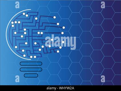 Logo of information technology. Concept of logo in the form of a bulb with circuit board. Stock Vector