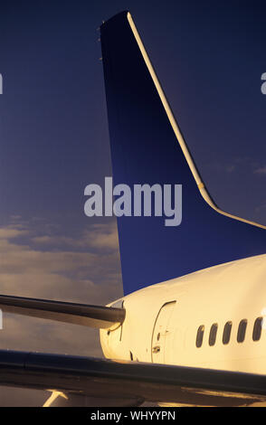 Passenger jet tailplane and rear fuselage Stock Photo